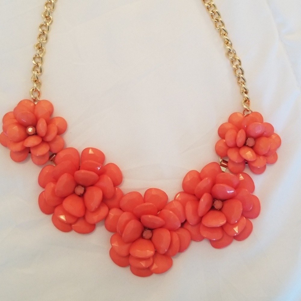 Coral Floral Statement Necklace